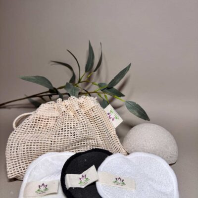 16 Disques Démaquillants Lavables et réutilisables Fibre de Bambou + Eponge Konjac Offerte